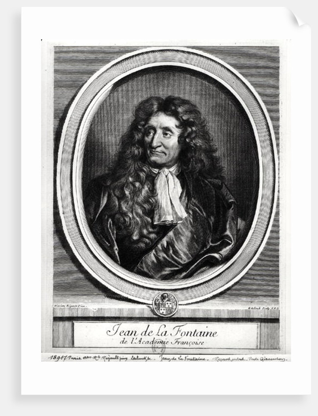 Jean de La Fontaine engraved by Gerard Edelinck by Hyacinthe Rigaud (after)