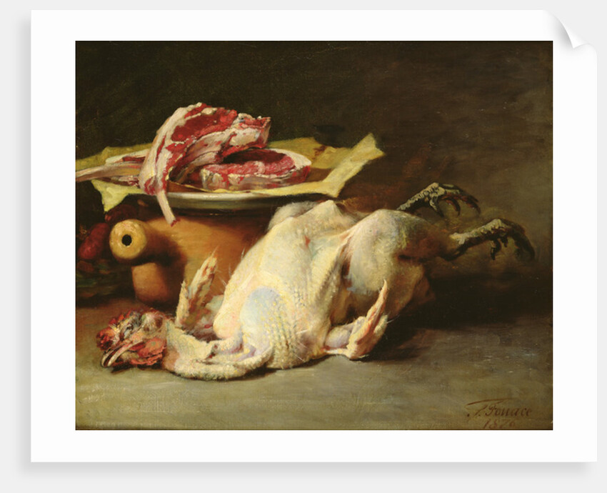 Still Life of a Chicken and Cutlets, 1876 by Guillaume Romain Fouace
