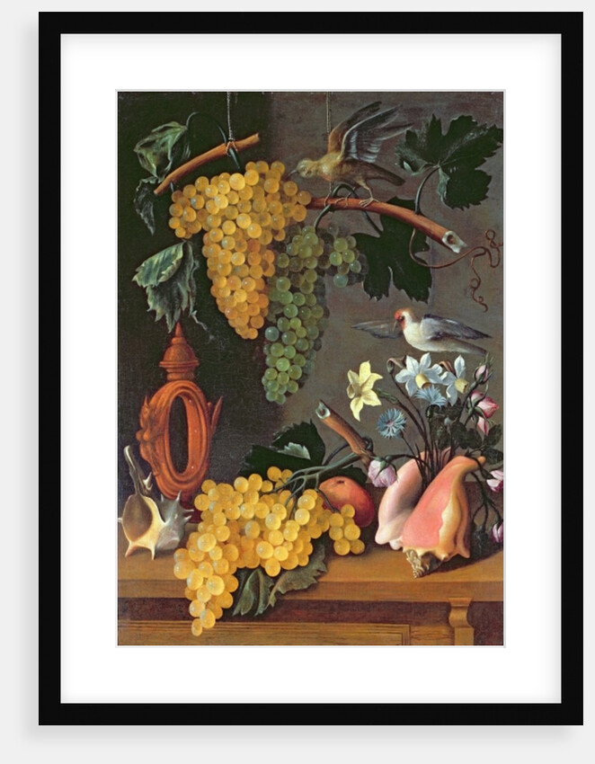 Still Life with Grapes, Birds, Flowers and Shells by Juan de Espinosa