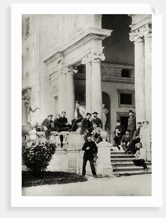Residents of Villa Medici in Rome, photo sent and dedicated by Claude Debussy to his parents, 1884-85 by French Photographer