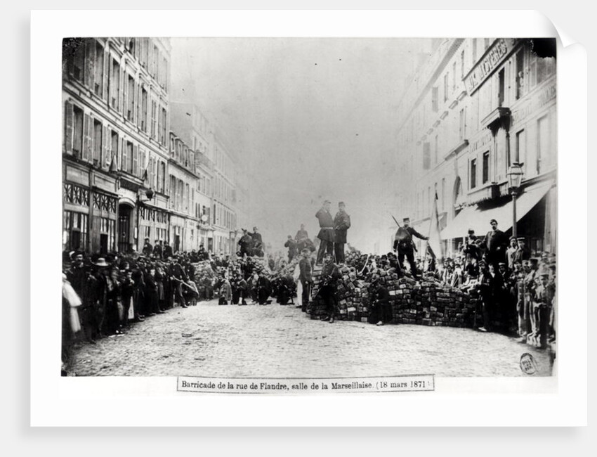 Barricade in the Rue de Flandre, during the Commune of Paris, 18th March 1871 by French Photographer