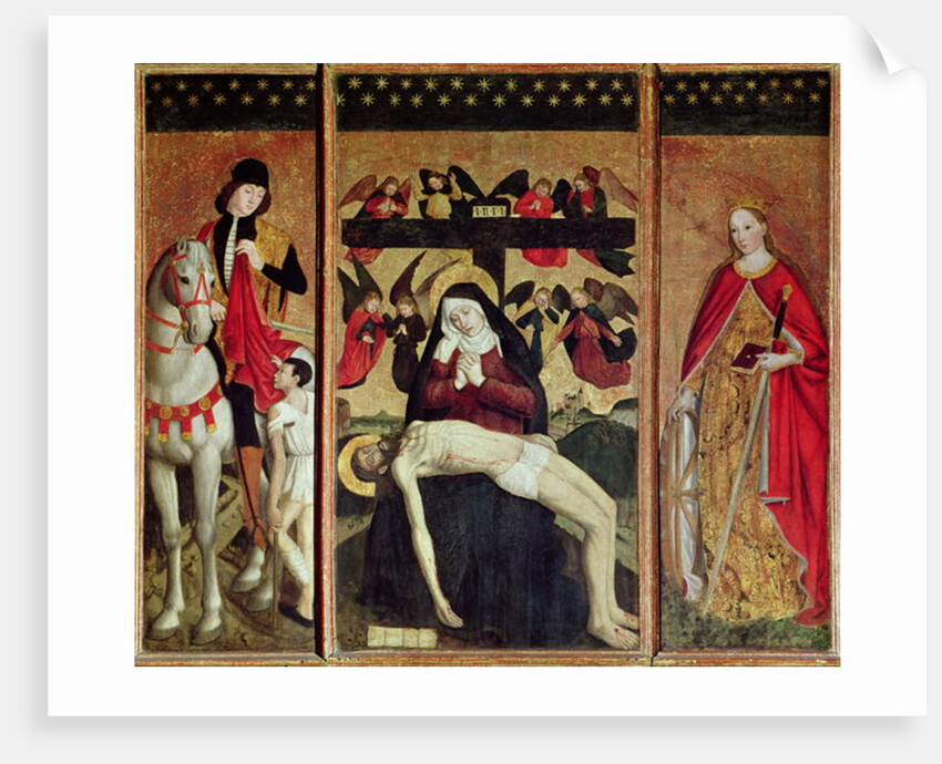 Triptych depicting Pieta between St. Martin and St. Catherine, 1475 by Ludovico Brea