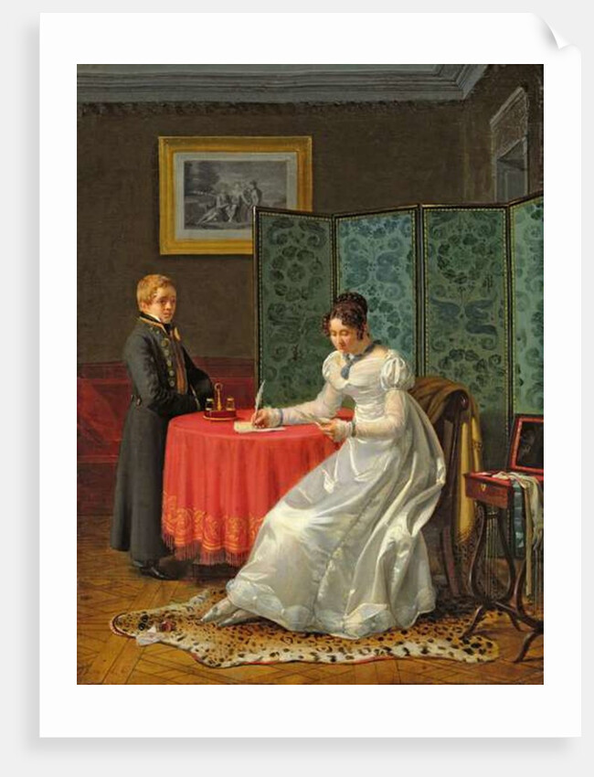 Woman Writing a Letter by Pierre Duval-Lecamus