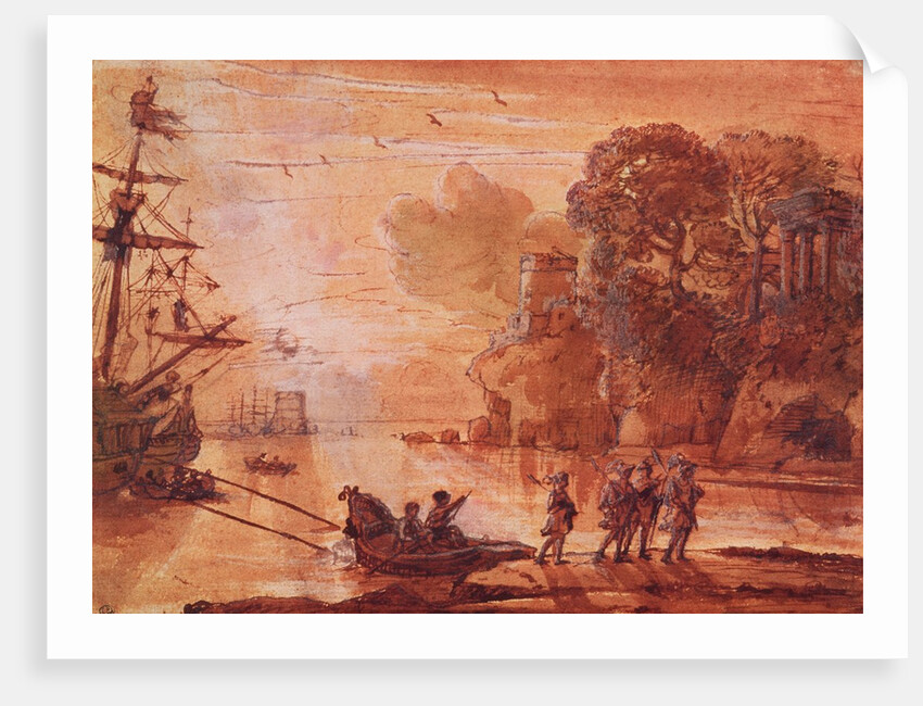 The Disembarkation of Warriors in a Port, possibly Aeneas in Latium, 1660-65 by Claude Lorrain