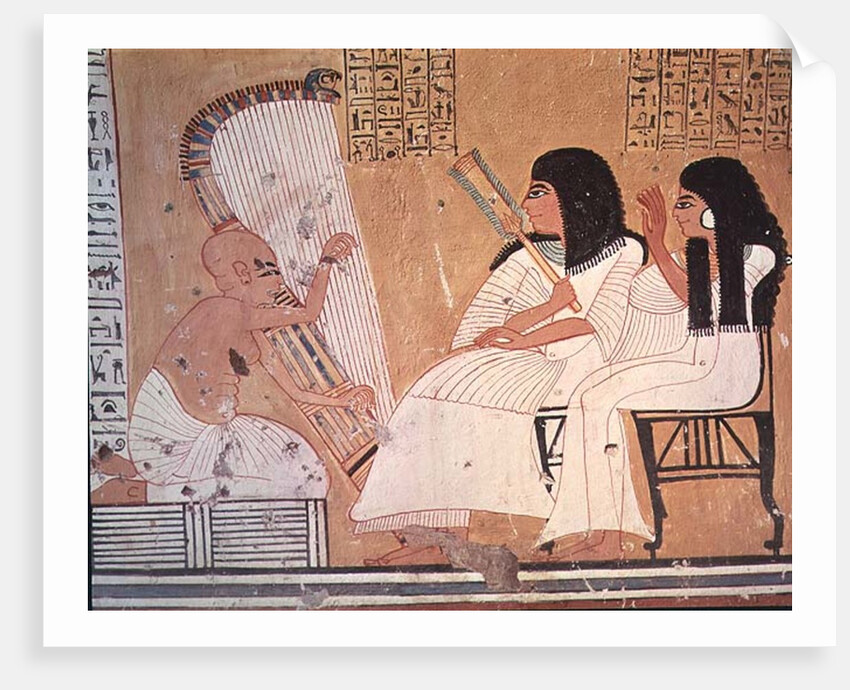 The deceased and his wife listening to a blind harpist by Egyptian 20th Dynasty