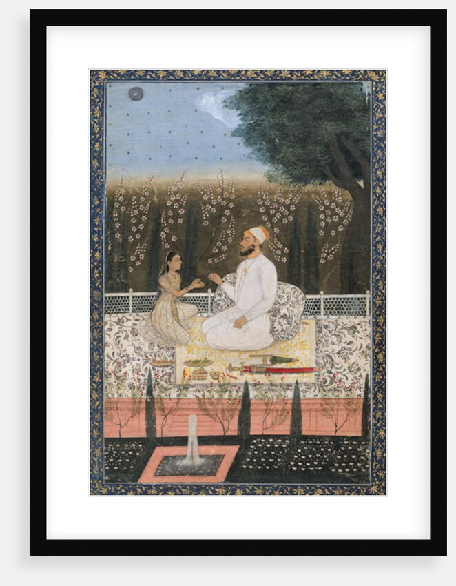 Couple on a Terrace in a Garden by Indian School