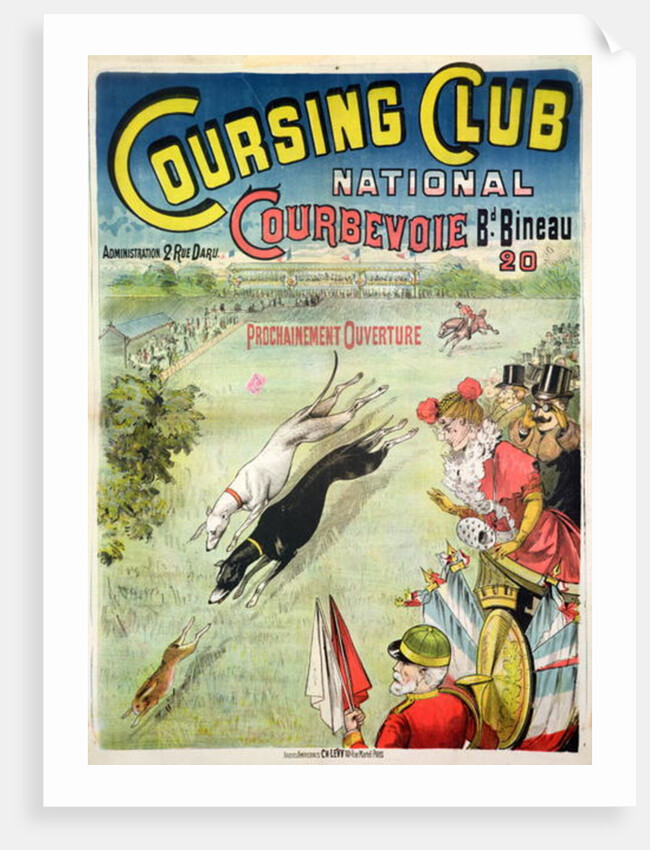 Poster advertising the opening of the Coursing Club at Courbevoie by French School