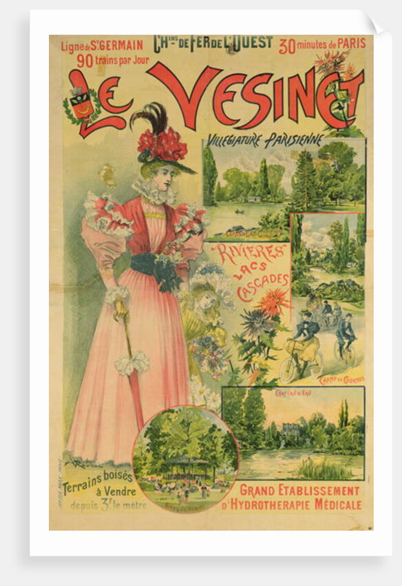 Poster for the Chemins de Fer de l'Ouest to Le Vesinet, c.1895-1900 by Albert Robida