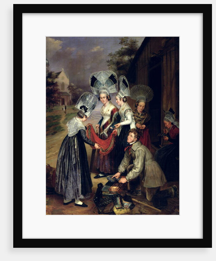 A Peddler Selling Scarves to Women from Troyes by Henri Valton