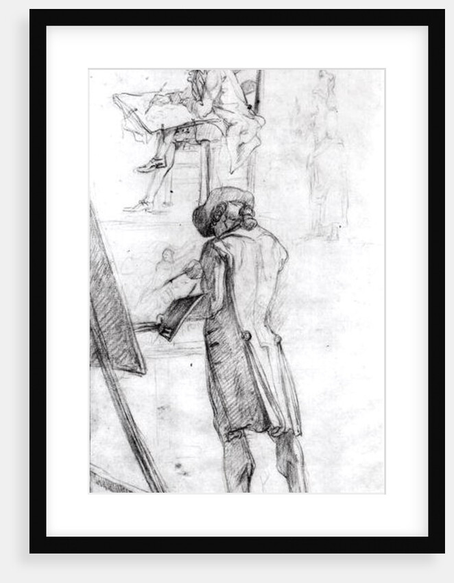 Artist at his Easel and the Artist Drawing by Gabriel de Saint-Aubin