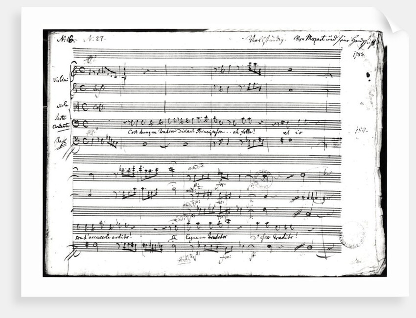 Cosi Dunque Tradisci..., recitative and aria, 1783 by Wolfgang Amadeus Mozart