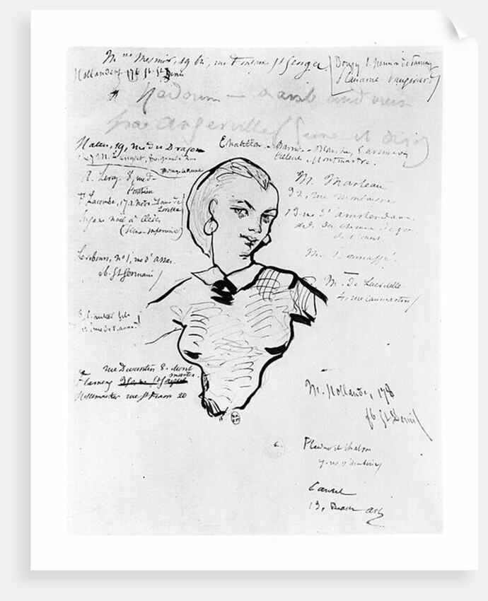 Portrait of Jeanne Duval with notes by Auguste Poulet-Malassis 1858-60 by Charles Pierre Baudelaire