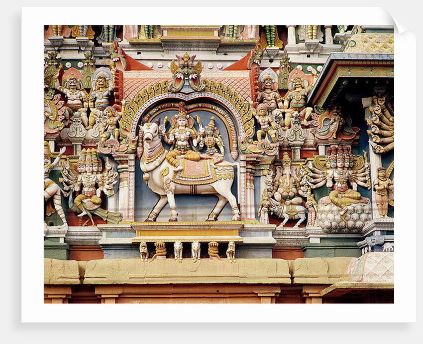 Relief depicting Shiva and Parvati riding on Nandi by Indian School