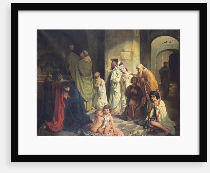 The Kiss of Peace in the Catacombs, 19th century by Charles Louis Fredy de Coubertin