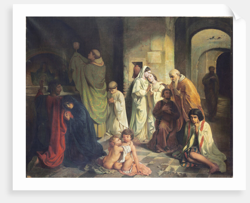 The Kiss of Peace in the Catacombs, 19th century by Charles Louis Fredy de Coubertin