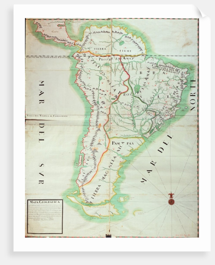 Map of South America, 1777 by Spanish School