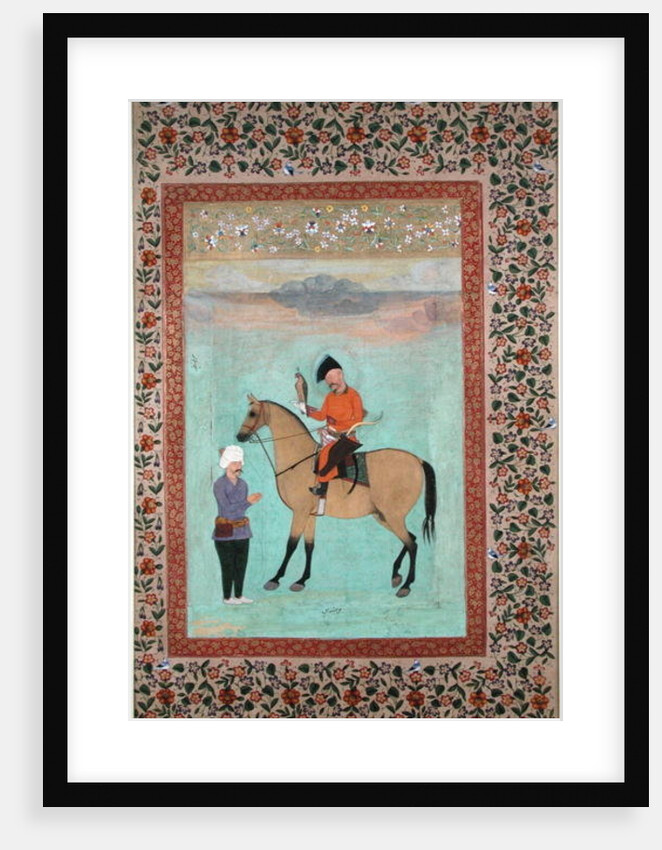 Ms E-14 Shah Abbas on a horse holding a falcon, c.1620 by Indian School