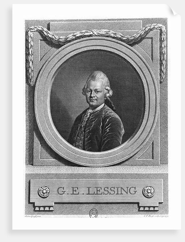 Portrait of Gotthold Ephraim Lessing engraved by Johann Friedrich Bause 1772 by Anton Graff
