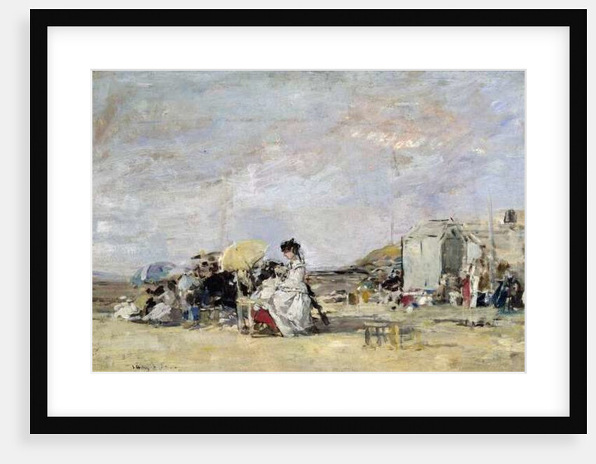 Woman in White on the Beach at Trouville, 1869 by Eugene Louis Boudin