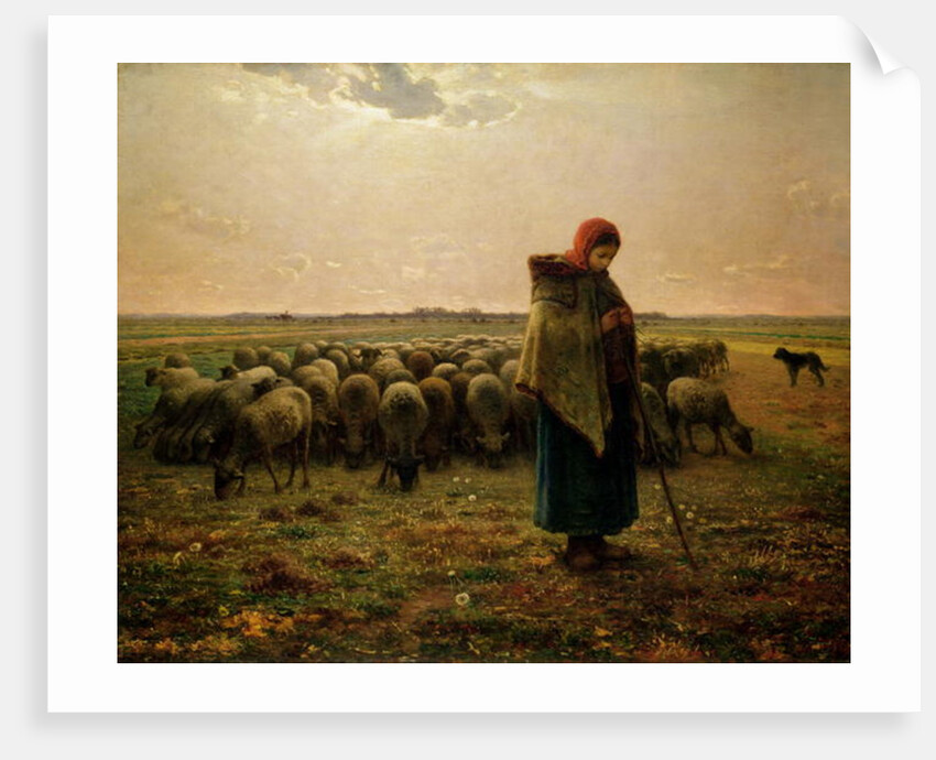 Shepherdess with her Flock, 1863 by Jean-Francois Millet