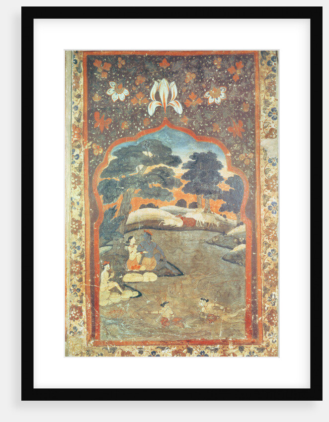 Krishna and Radha Beside a River, Pahari School by Indian School