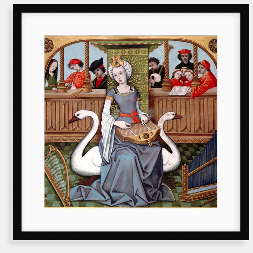 Allegory of Music, ms English 143 fol.65v from 'Le Livre des Chesses' by Evrart de Conty c.1500 by French School