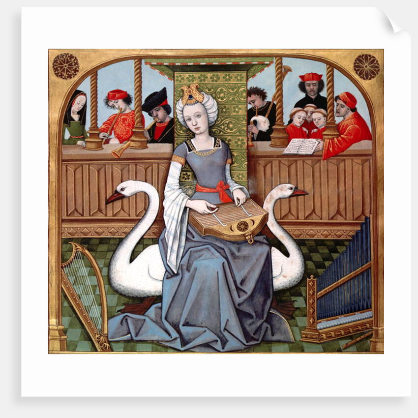 Allegory of Music, ms English 143 fol.65v from 'Le Livre des Chesses' by Evrart de Conty c.1500 by French School
