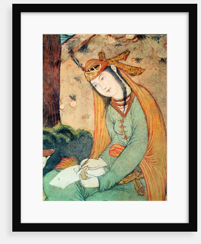 Woman Writing in the Court of Shah Abbas I 1585-1627 by School Persian