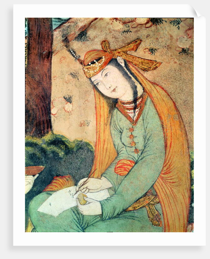 Woman Writing in the Court of Shah Abbas I 1585-1627 by School Persian