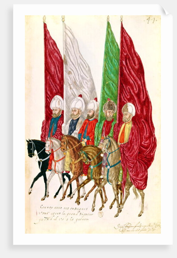 Fol.41 Men with Standards Following the Seigneur to War by School French