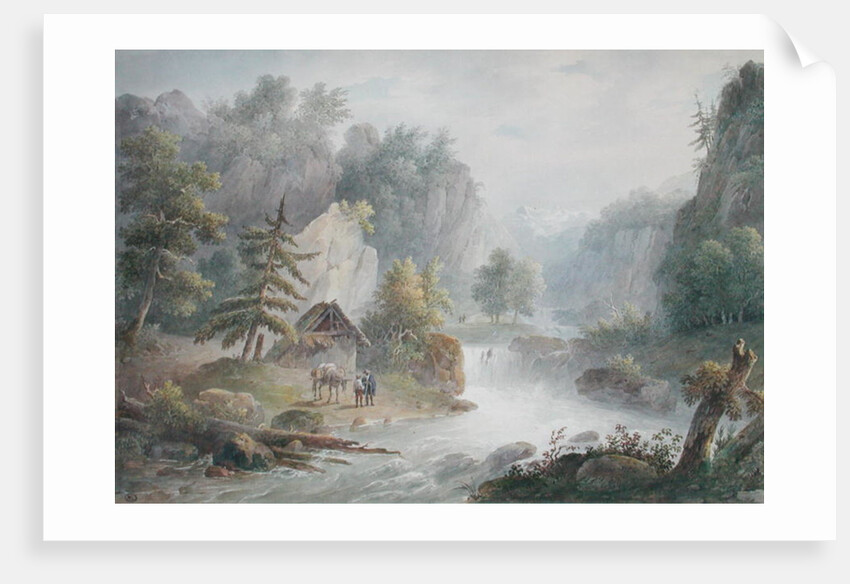 Mountainous Landscape with a Torrent, 1825 by Christian Brune
