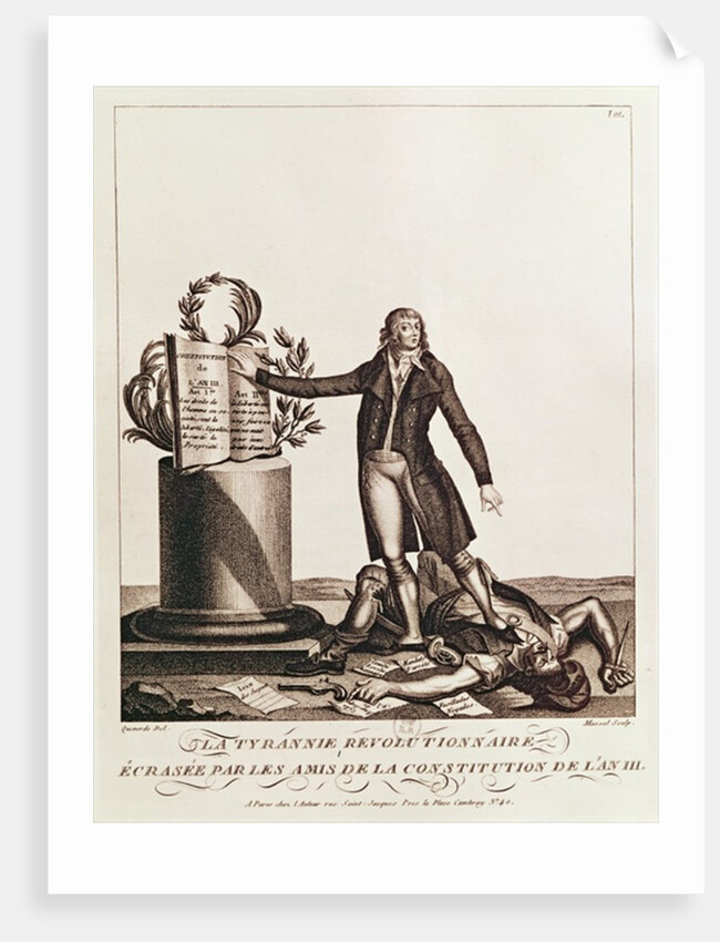 The Tyrant of the Revolution Crushed by the Supporters of the Constitution of An III engraved by Massol by Francois Maria Isidore Queverdo