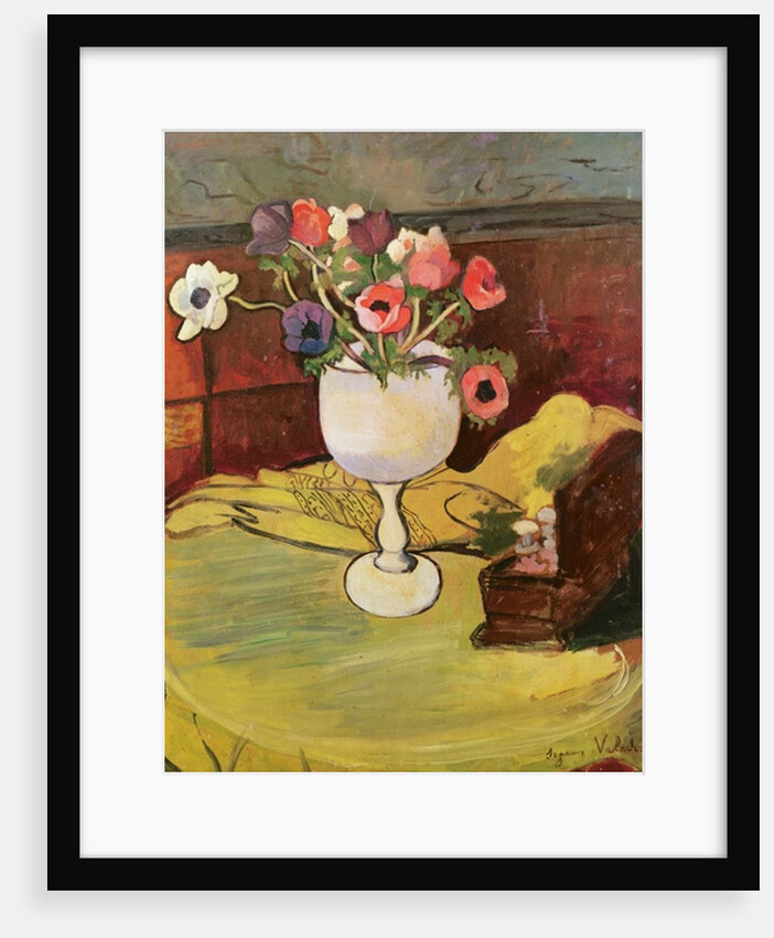 Vase of Flowers, Anemones in a White Glass by Marie Clementine Valadon