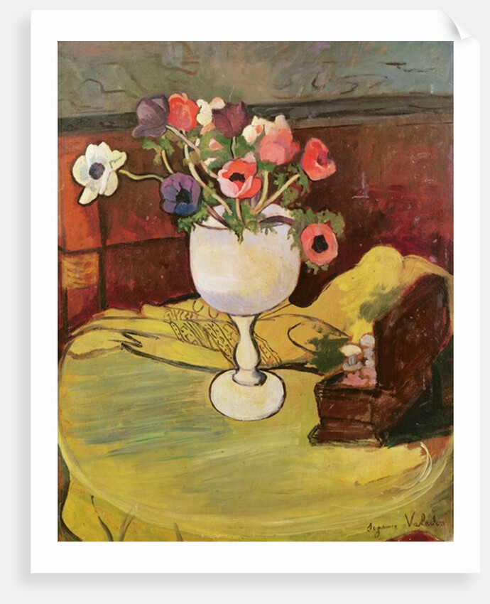Vase of Flowers, Anemones in a White Glass by Marie Clementine Valadon