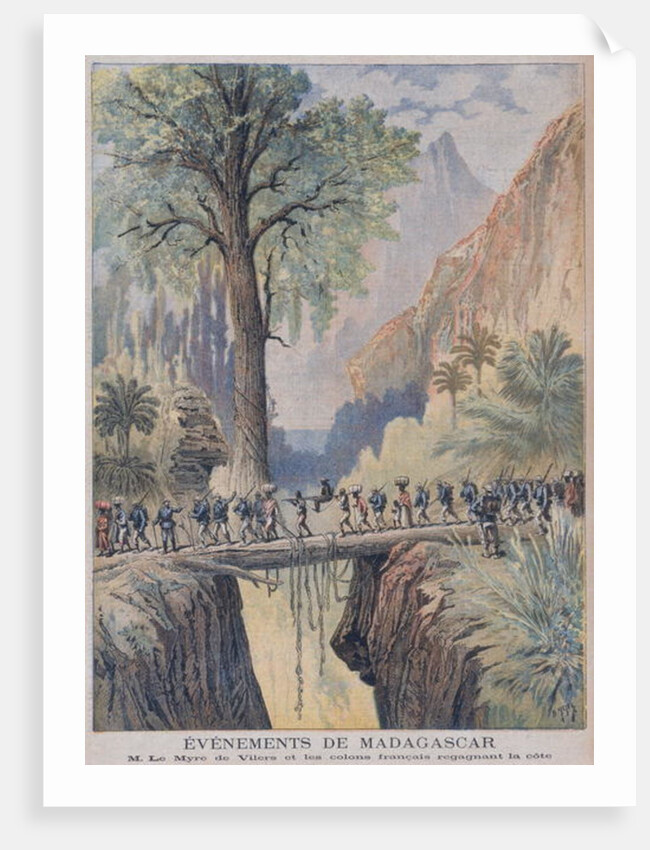 The Resident-General of Madagascar, Charles le Myre de Vilers and French colonists reach the coast by French School