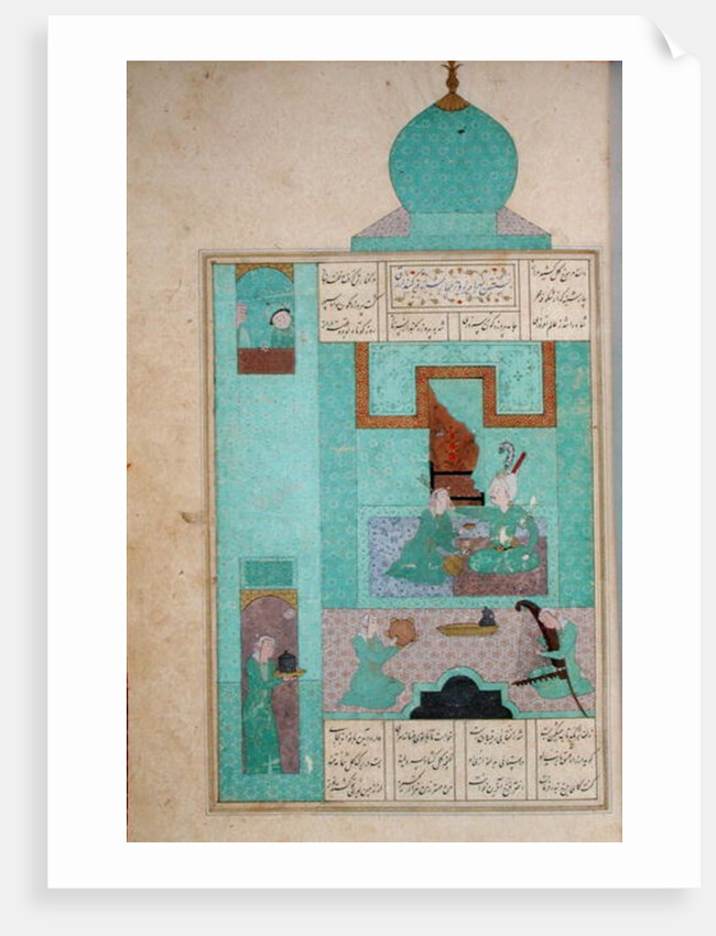 Ms D-212 fol.216a Bahram Visits a Princess in the Turquoise Pavilion by Persian School