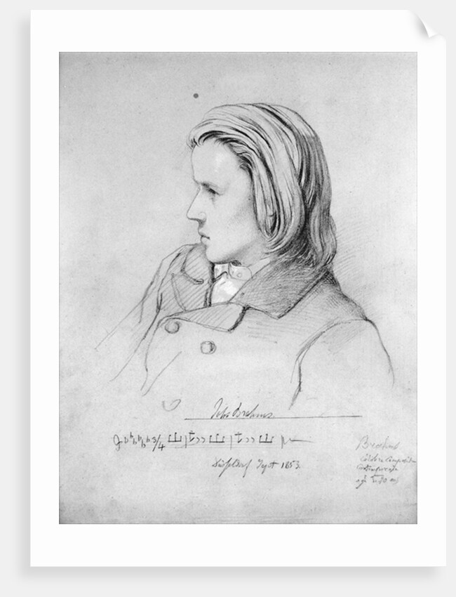 Johannes Brahms aged twenty, 1853 by Jean Joseph Bonaventure Laurens