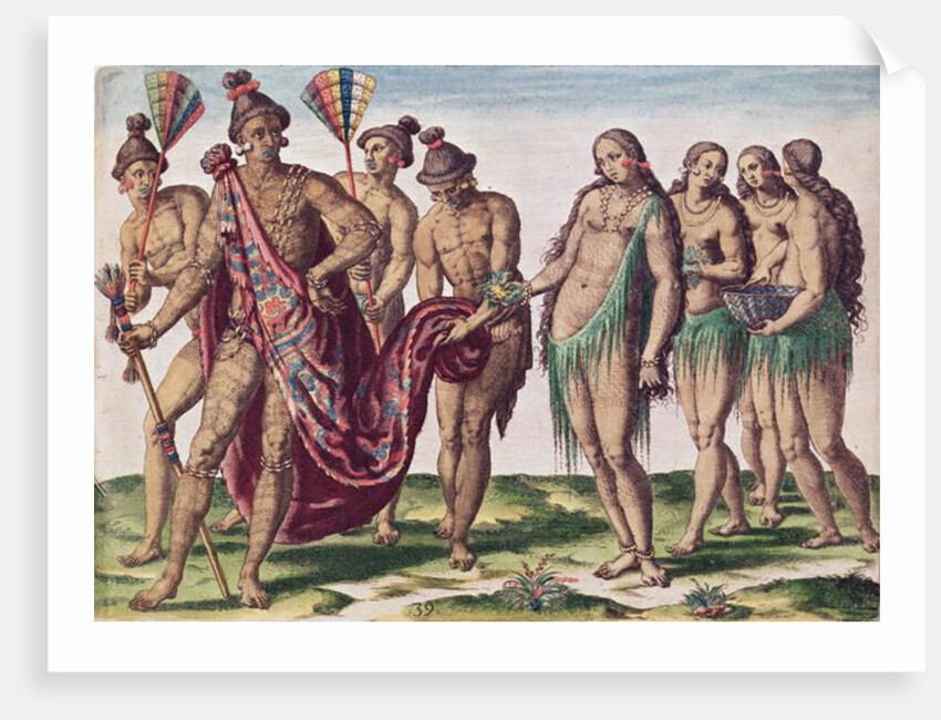 Chief Satouriona and his Wife go for a Walk by Jacques Le Moyne