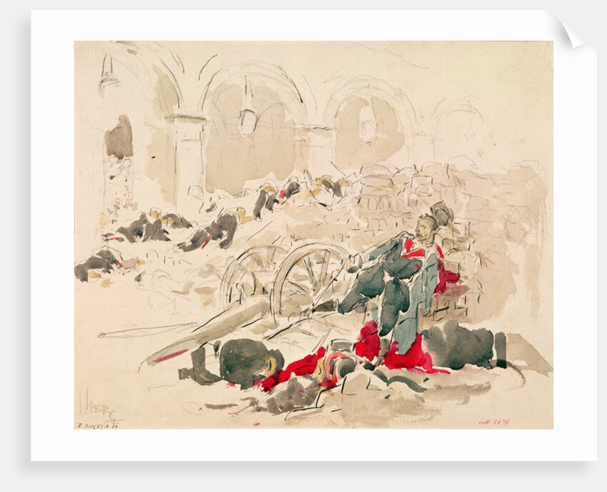 Barricade on the Rue de Rivoli during the Paris Commune, 1871 by Daniel Urrabieta Vierge