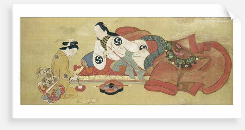 A Man Smoking and his Servant by Japanese School