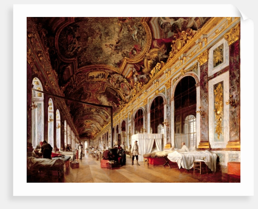 The Hall of Mirrors at Versailles used as Military Hospital for Tending Wounded Prussians in 1871 by Victor Buchereau