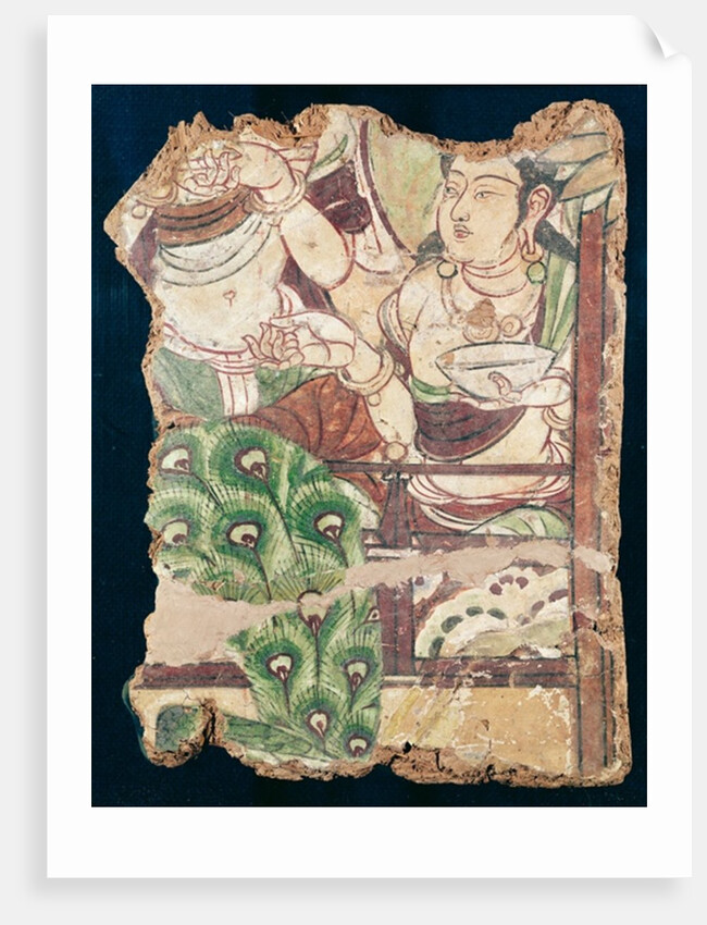 Fragment depicting a Buddhist paradise, from Duldur-Aqur, Xinjiang, c.700 AD by Chinese School