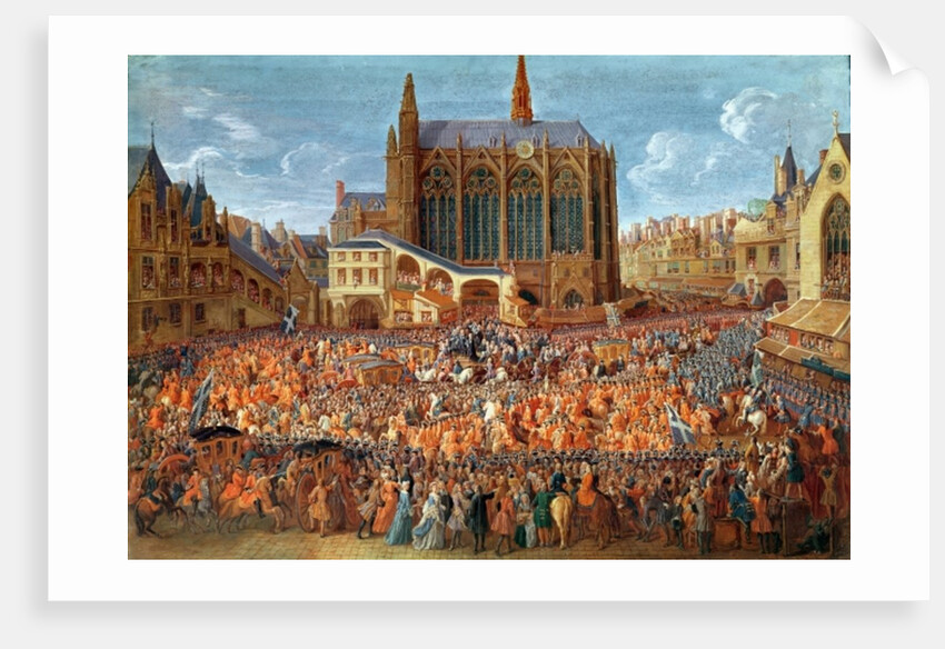 The Departure of Louis XV from Sainte-Chapelle after the 'lit de justice' which ended the reign of Louis XIV, 12th September 1715, 1735 by Pierre-Denis Martin