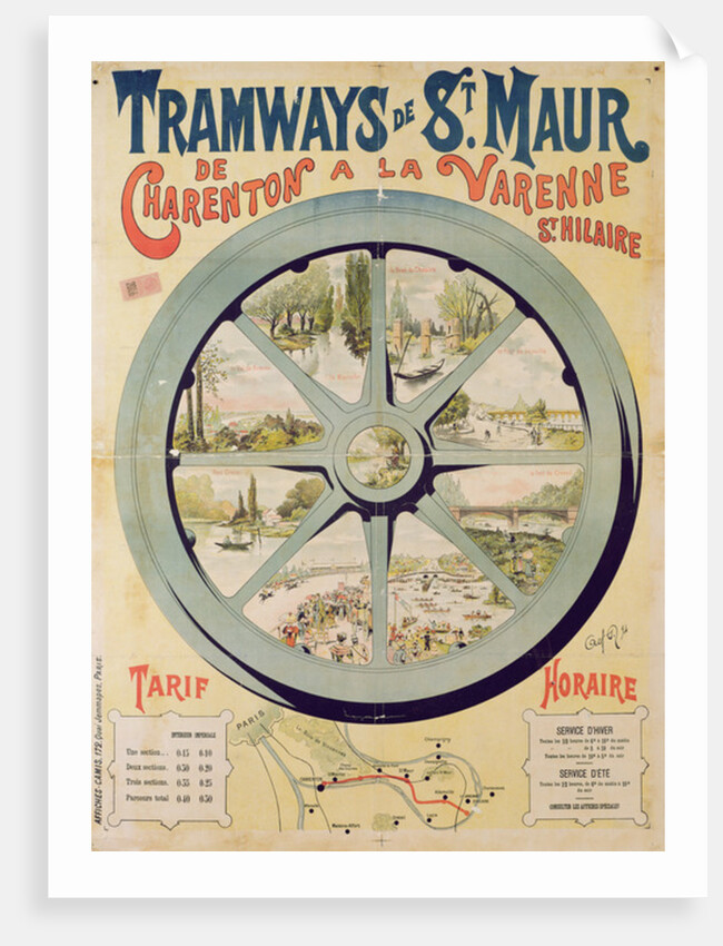 Poster advertising the Tramways de St. Maur from Charenton to La Varenne-Saint-Hilaire, 1894 by French School