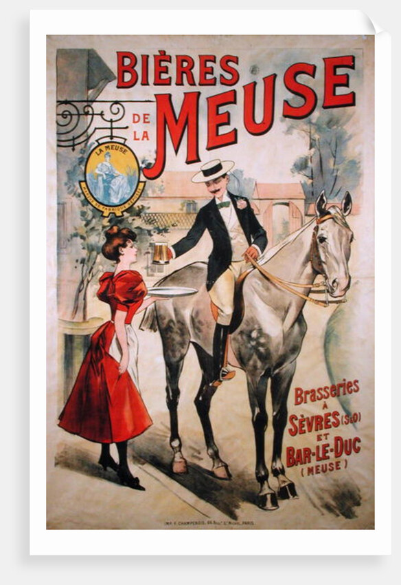 Poster advertising the Bieres de la Meuse at the Brasseries of Sevres and Bar-le-Duc by French School