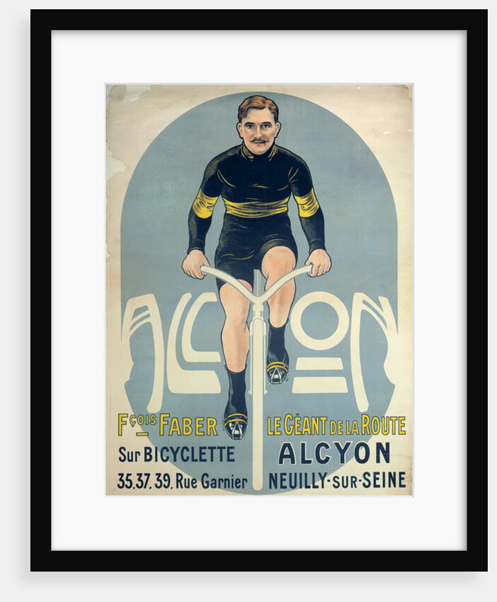 Poster depicting Francois Faber on his Alcyon bicycle by French School