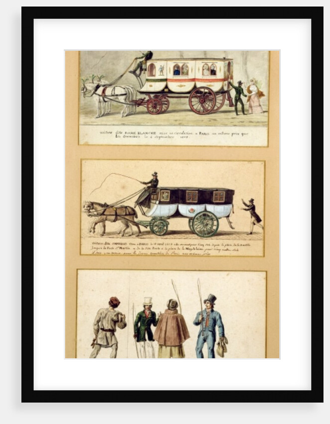 A Dame Blanche Carriage, an Omnibus and Drivers, 1815-30 by Pierre Antoine Lesueur