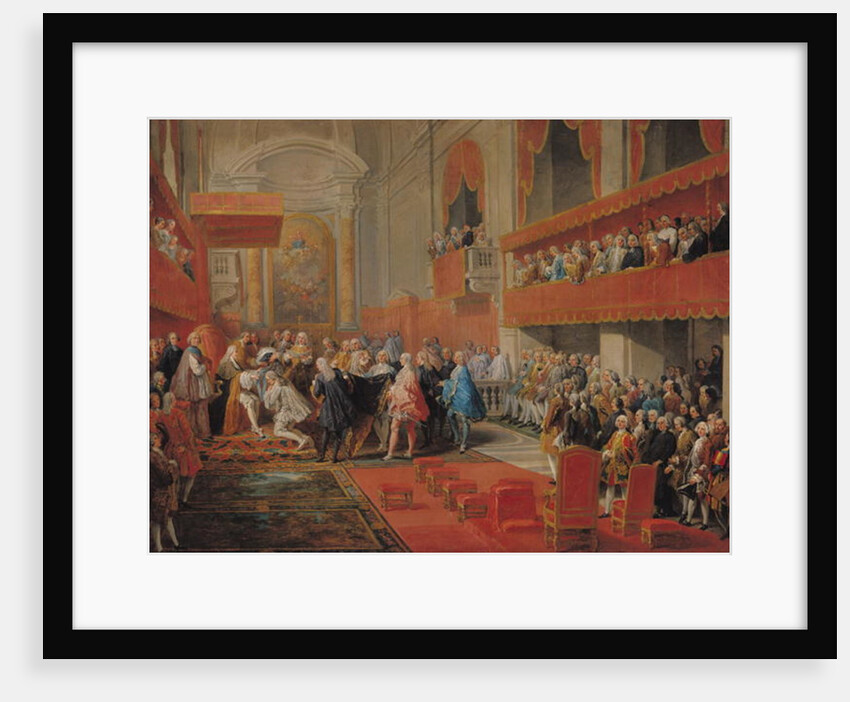 Presentation of the Order of the Holy Spirit to Prince Vaini by Paul-Hippolyte de Beauvillers Duke of Saint-Aignan in 1732, c.1752 by Giovanni Paolo Pannini or Panini