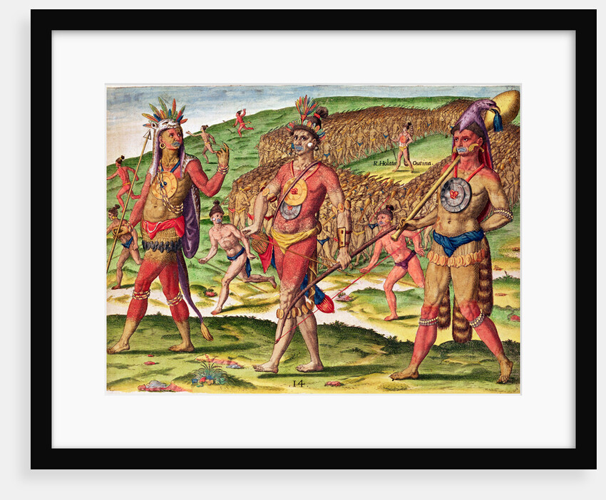 The Soldiers of Outina Marching to Cut their Enemies into Pieces by Jacques (1533-88) (after) Le Moyne