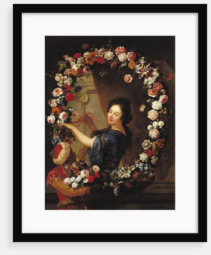 Portrait of a Woman Surrounded by Flowers, presumed to be Julie d'Angennes by J-B. & Coypel A. (1661-1722) Belin de Fontenay